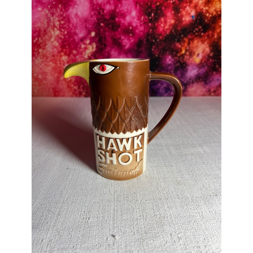 Vintage 1970 Smirnoff Hawk Shot Ceramic Mug Pitcher Heublein Inc Barware